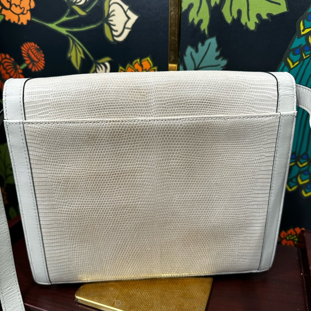 Vintage Yves Saint Laurent White Lizard Shoulder Bag | 1980s | Made in France - Picture 9 of 11